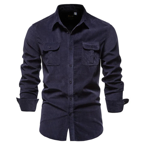 The Huxley Long Sleeve Casual Shirt - Multiple Colors WM Studios Navy Blue XS 