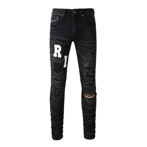 The Aramis Distressed Biker Jeans WellMan Studios Black 28 