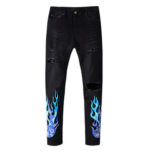 The Blue Flame Distressed Biker Jeans