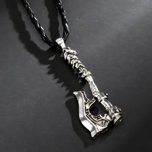 The Axe Nordic Pendant Necklace - Multiple Colors Well Worn Silver 