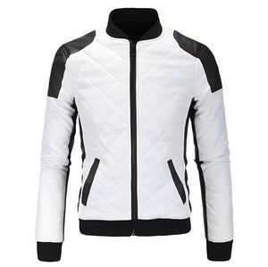 The Anton Quilted Faux Leather Moto Biker Jacket - White