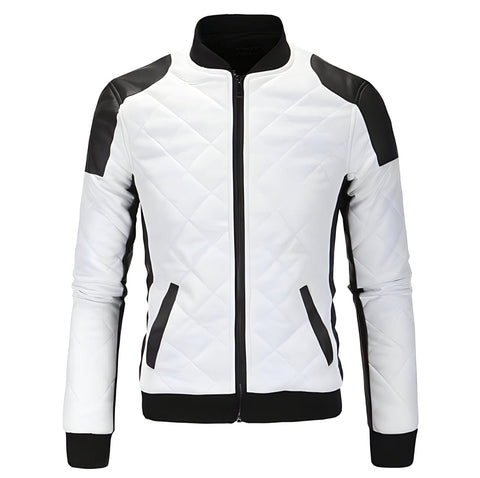 The Anton Quilted Faux Leather Moto Biker Jacket - White Shop5798684 Store XS 