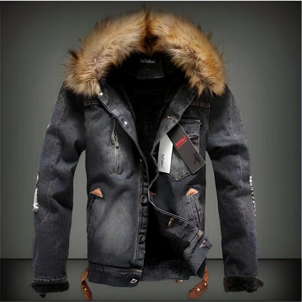 The Roscoe Faux Fur Denim Jacket Shop5798684 Store Black XXS 