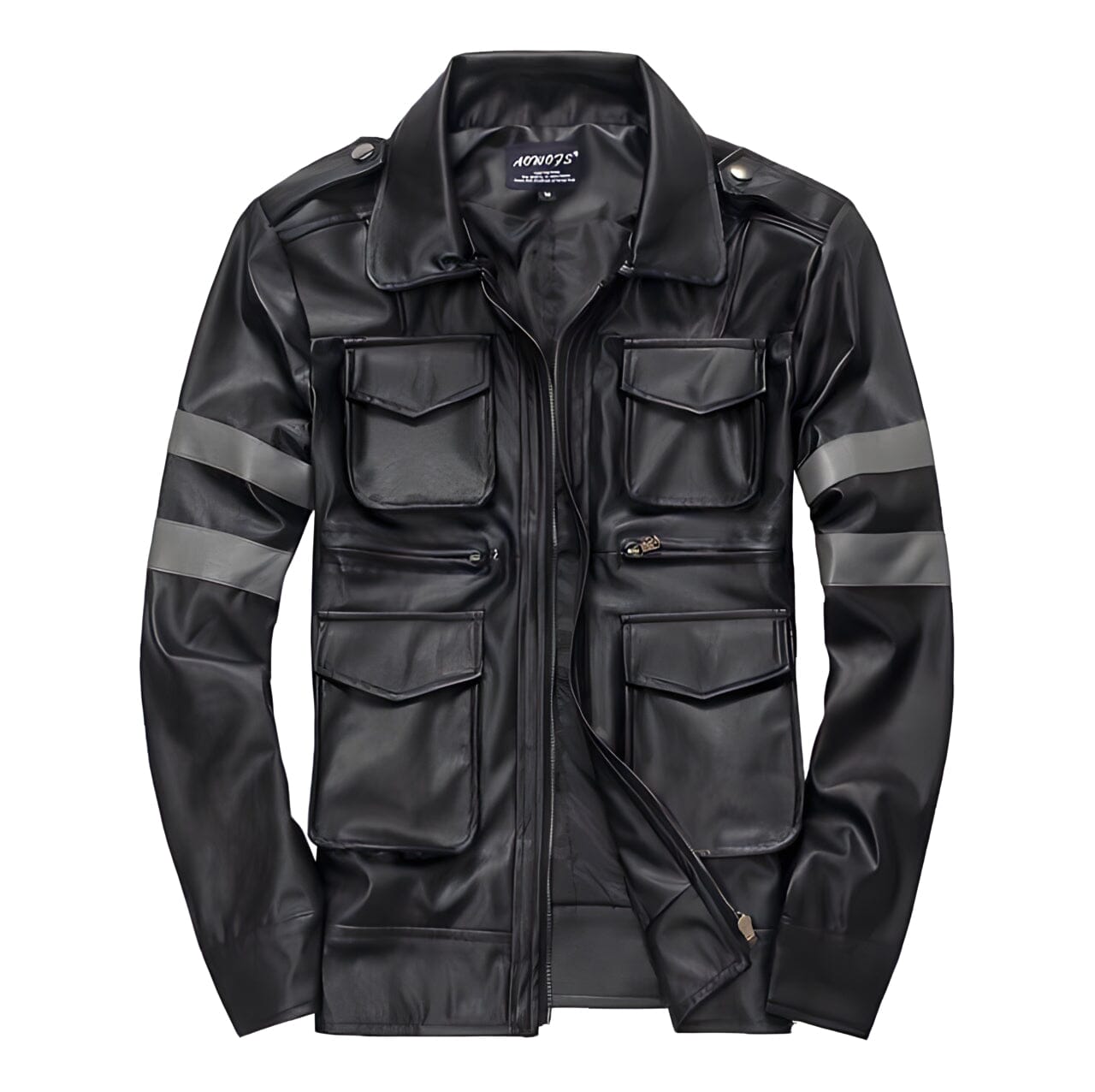 The Luther Striped Faux Leather Biker Jacket - Multiple Colors UplzCoo Fashionable Store Black XS 
