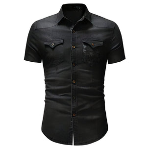 The Maui Short Sleeve Denim Shirt - Jet Black Shop5798684 Store XXS 