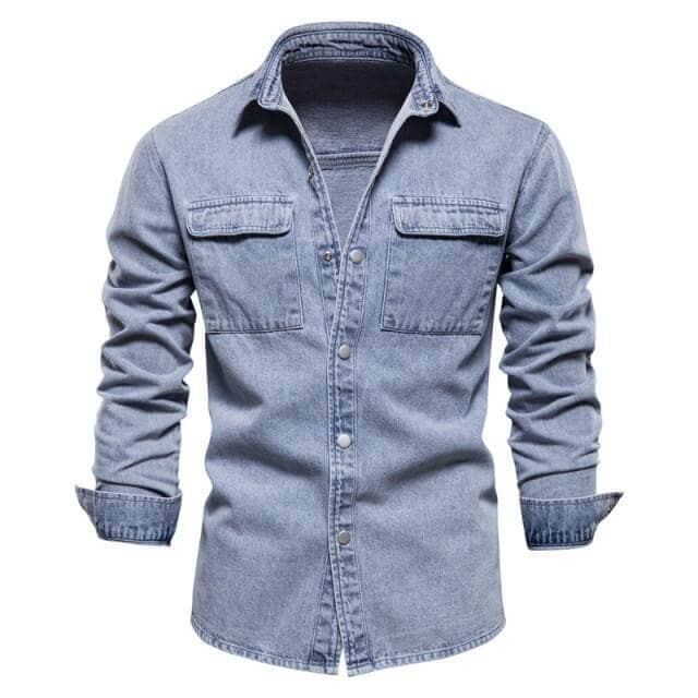 The Luke Long Sleeve Denim Shirt - Multiple Colors Shop5798684 Store Blue XL 