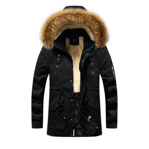 The Grizzly Faux Fur Hooded Winter Jacket - Multiple Colors Well Worn Black XXL 