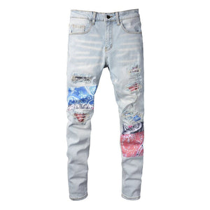 The Patriot Distressed Patchwork Denim Jeans